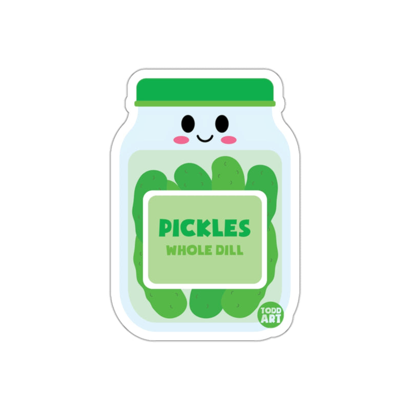 Load image into Gallery viewer, Cute Pickles Whole Dill Jar Sticker with Happy Face Design
