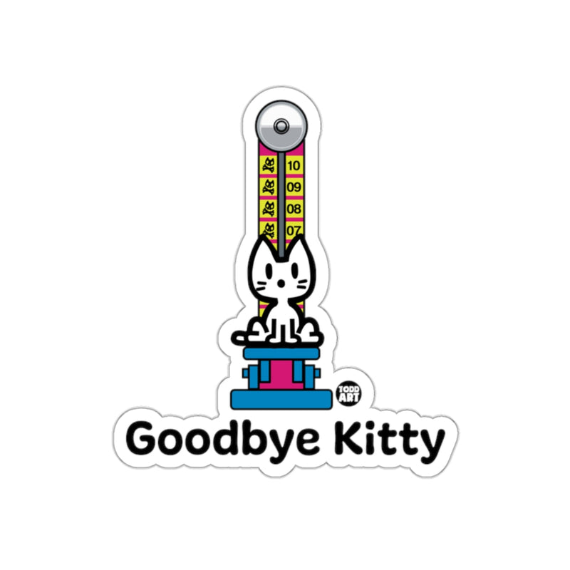 Load image into Gallery viewer, Goodbye Kitty Sticker with Retro Arcade Design
