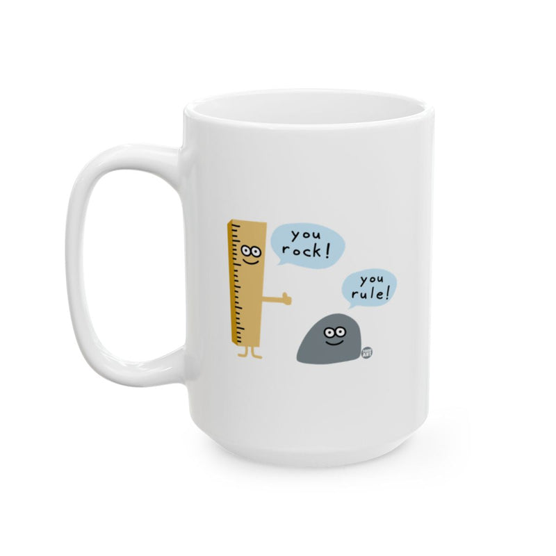 Load image into Gallery viewer, Funny Ruler and Rock Illustration Ceramic Mug

