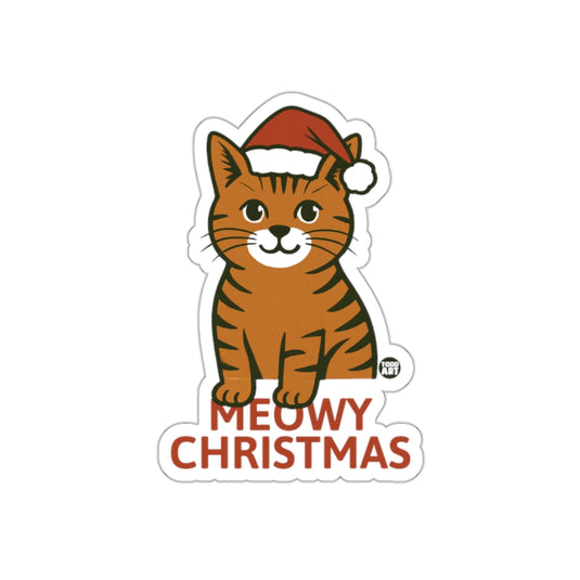 Meowy Christmas Cat with Santa Hat Sticker