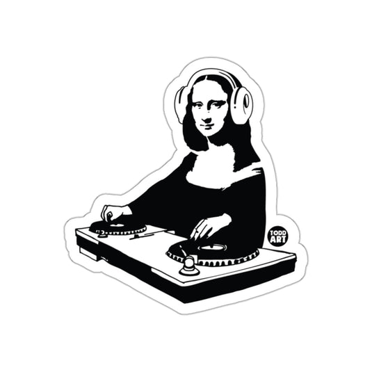 DJ Mona Lisa on turntables with headphones sticker