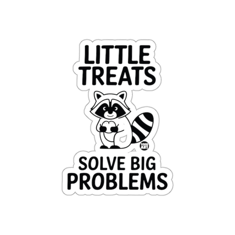 Load image into Gallery viewer, Little Treats Solve Big Problems Adorable Raccoon sticker
