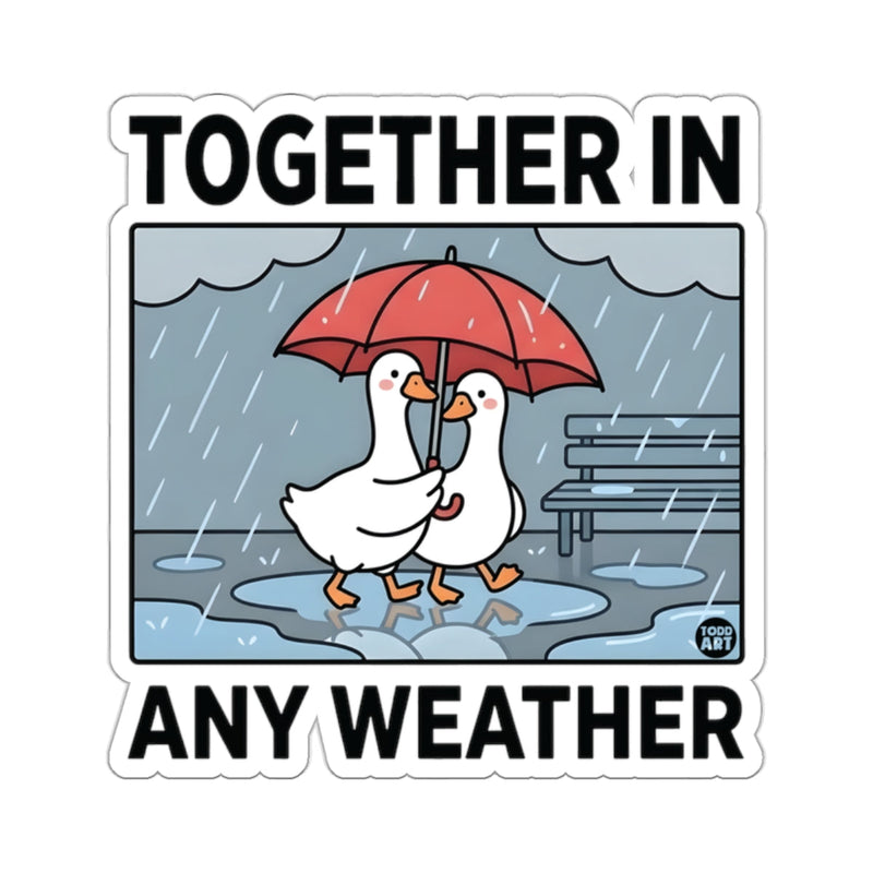 Load image into Gallery viewer, TOGETHER IN ANY WEATHER Cute Geese Ducks Umbrella Rain Sticker
