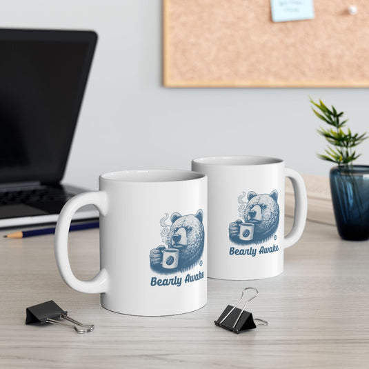 Bearly Awake Cute Bear Drinking Coffee Mug Product