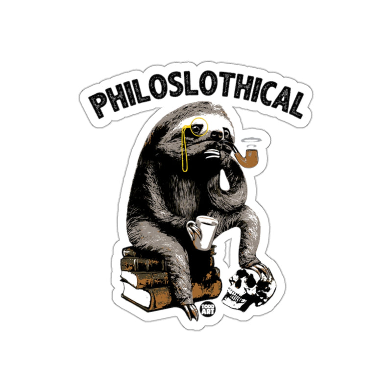Load image into Gallery viewer, Philosophlothical Sloth on Books with Skull sticker
