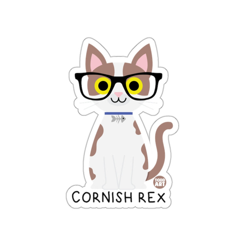Load image into Gallery viewer, Cute Cornish Rex Cat with Glasses Cartoon Sticker
