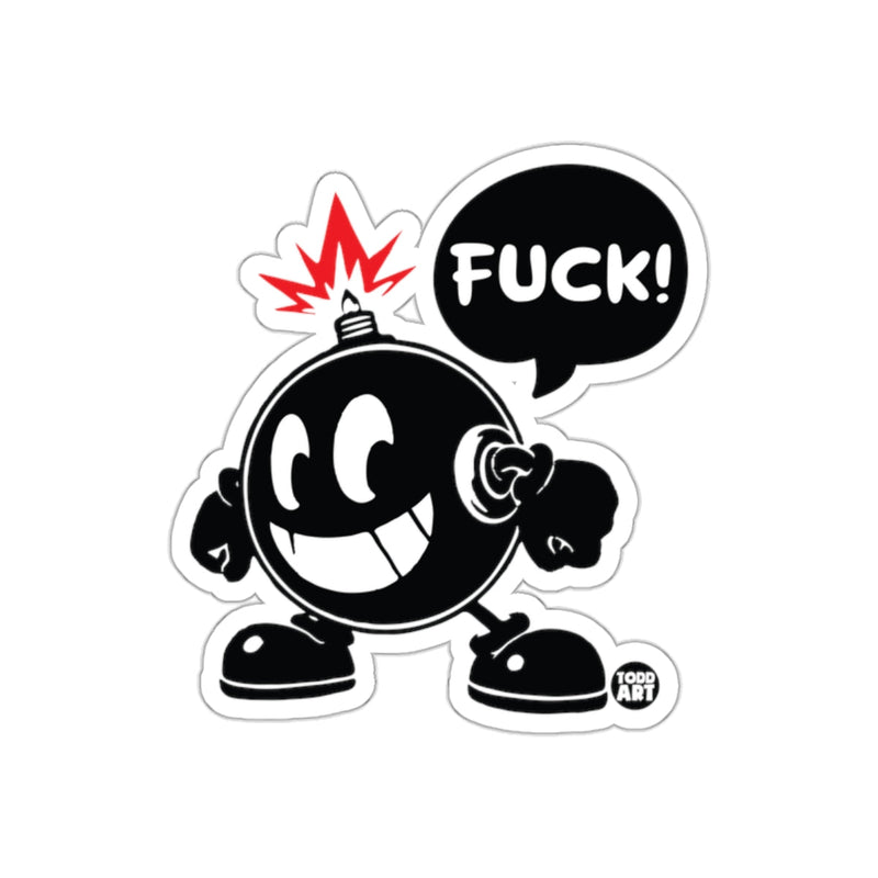Load image into Gallery viewer, Happy Bomb Cartoon with Expletive Sticker Decal

