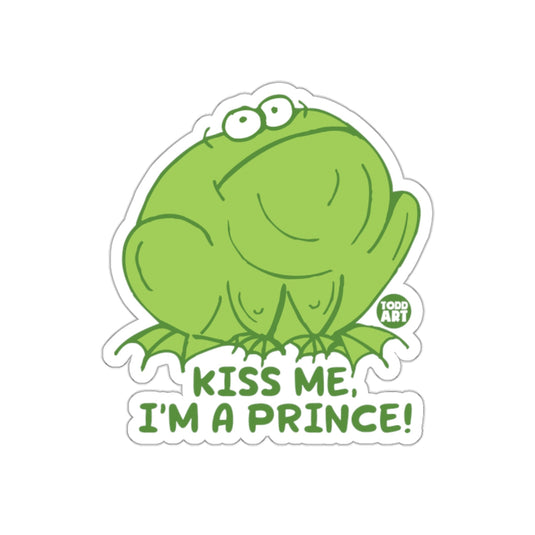 Kiss Me I'm A Prince Funny Frog Cartoon Sticker
