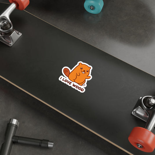 I Love Wood Beaver Sticker for Skateboard or Laptop