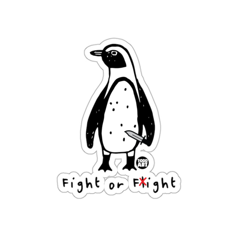 Load image into Gallery viewer, Penguin with a Knife Fight or Flight Todd Art sticker
