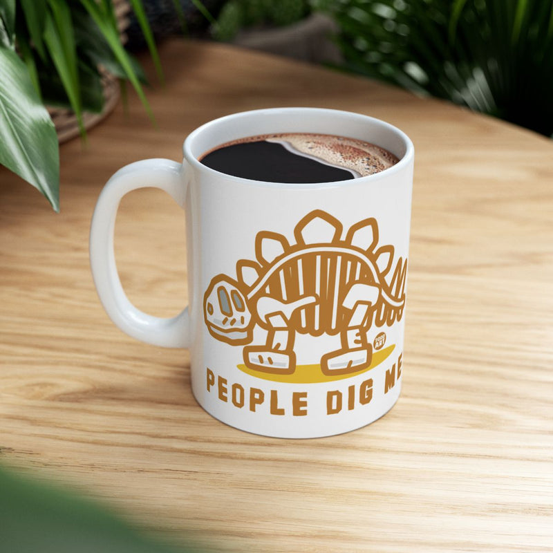 Load image into Gallery viewer, Dinosaur Themed Mug People Dig Me Stegosaurus Design
