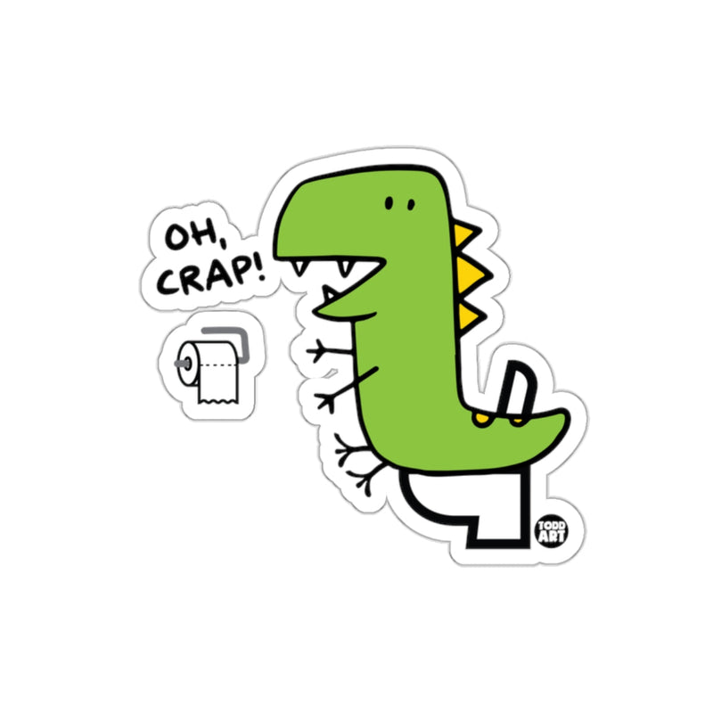Load image into Gallery viewer, Fun Dinosaur Cartoon Saying Oh Crap Sticker
