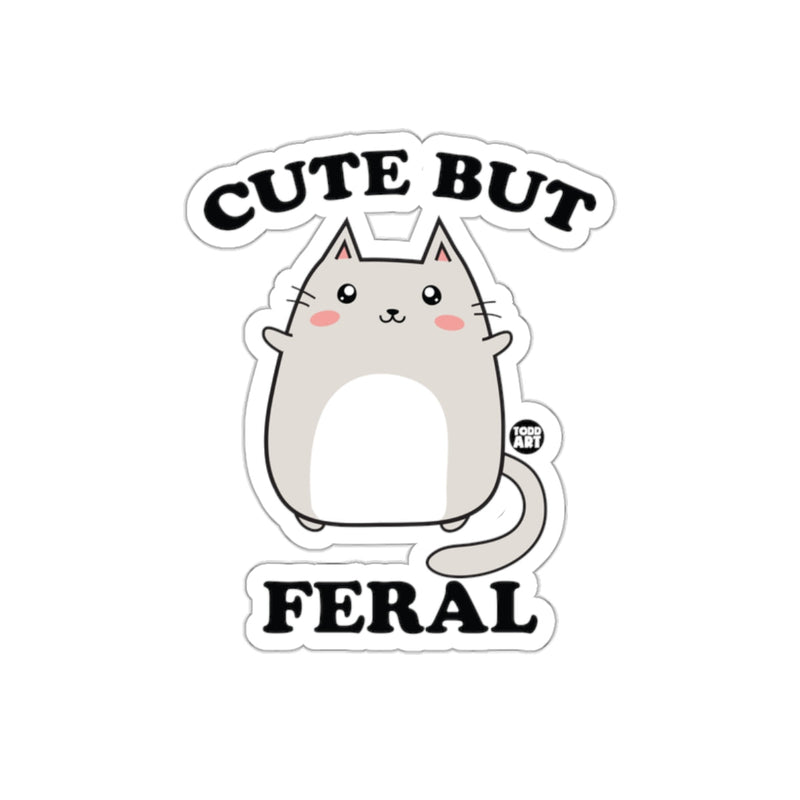 Load image into Gallery viewer, Cute But Feral Cartoon Cat Attitude Design sticker
