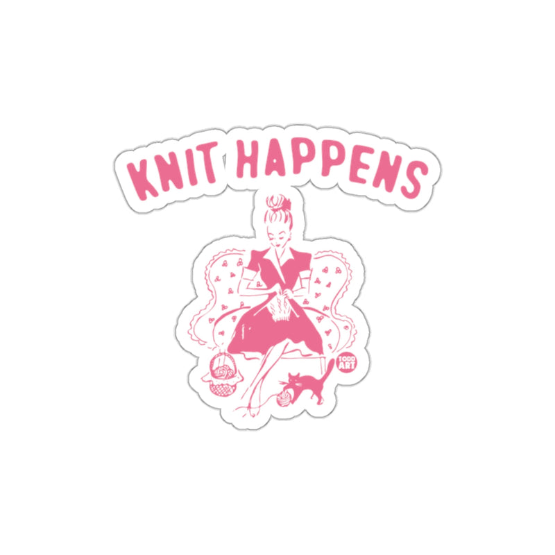 Load image into Gallery viewer, Knit Happens Knitting Retro Style Sticker for Craft Lovers
