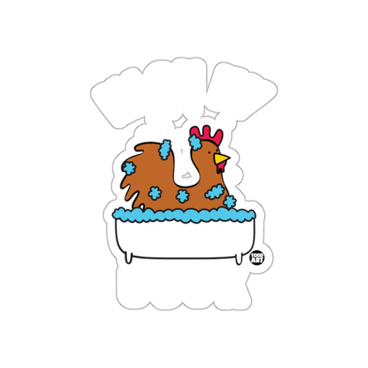 Cute Cartoon Chicken in Bathtub Sticker