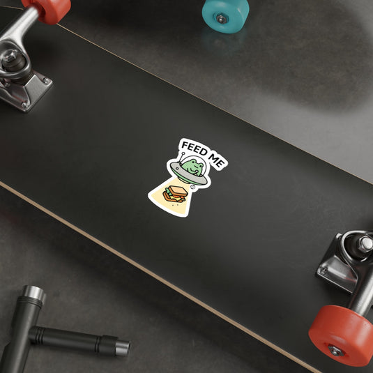 Alien Feed Me Skateboard Sticker Graphic Design Decal