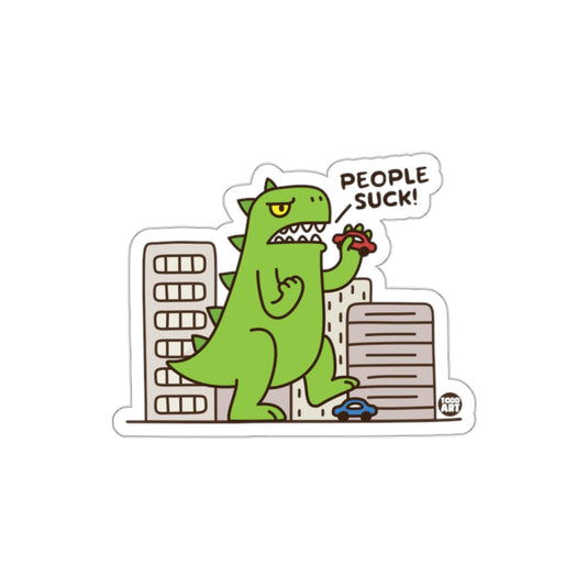 Funny Dinosaur Saying People Suck Sticker Design
