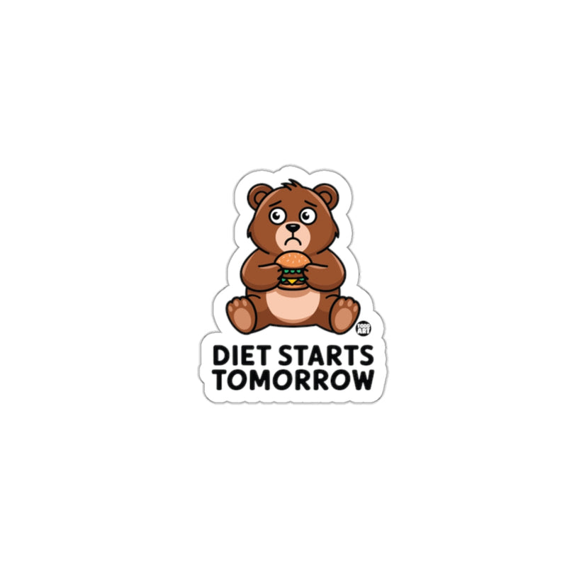 Load image into Gallery viewer, Diet Starts Tomorrow Sticker Cute Bear Design
