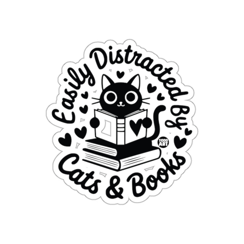 Load image into Gallery viewer, Easily Distracted by Cats Books Sticker
