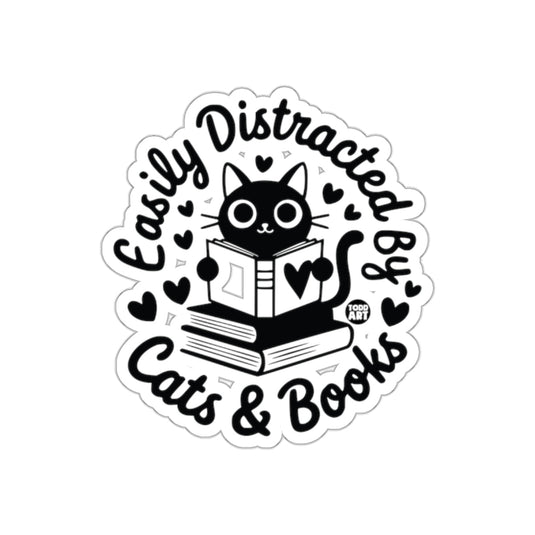 Easily Distracted by Cats Books Sticker
