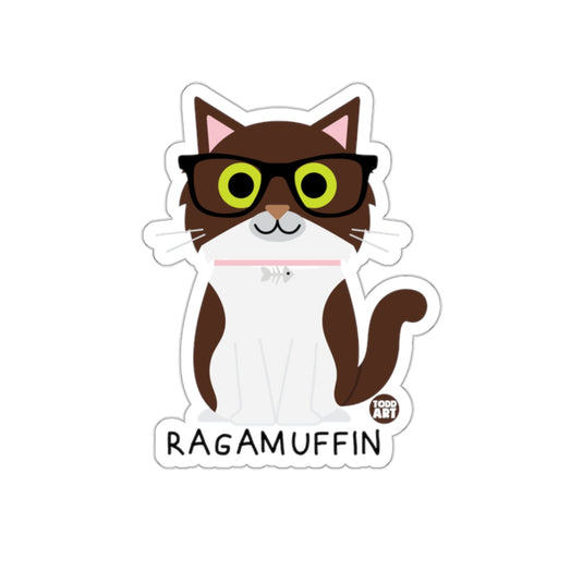 Cute Ragamuffin Cat with Glasses Sticker Decal