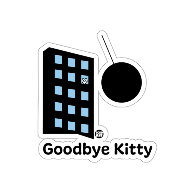 Load image into Gallery viewer, Goodbye Kitty Sticker with Cat in Window Art Design
