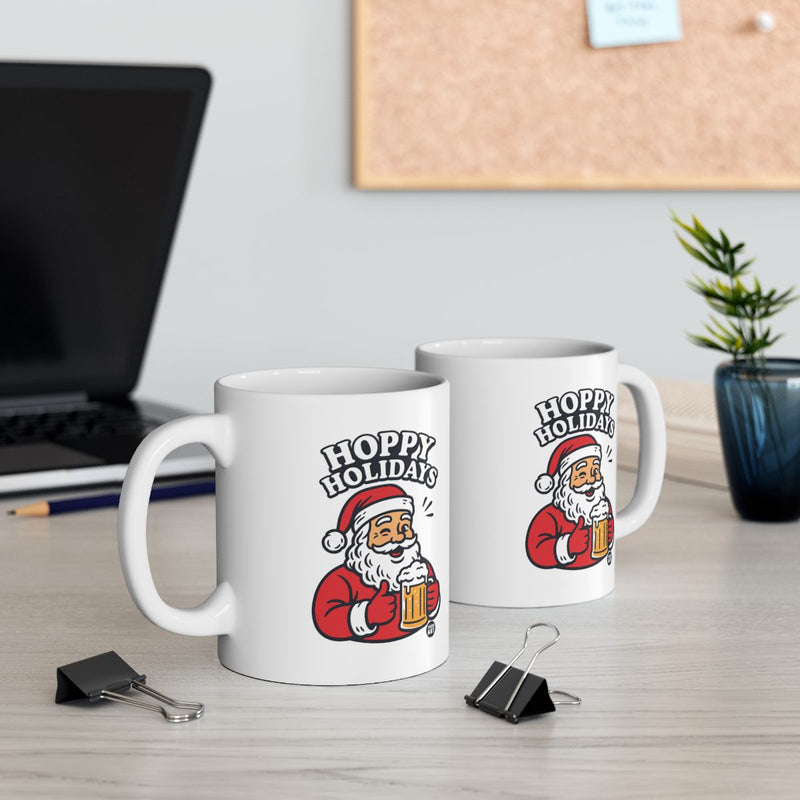 Load image into Gallery viewer, Hoppy Holidays Santa Mug Holiday Themed Coffee Cup
