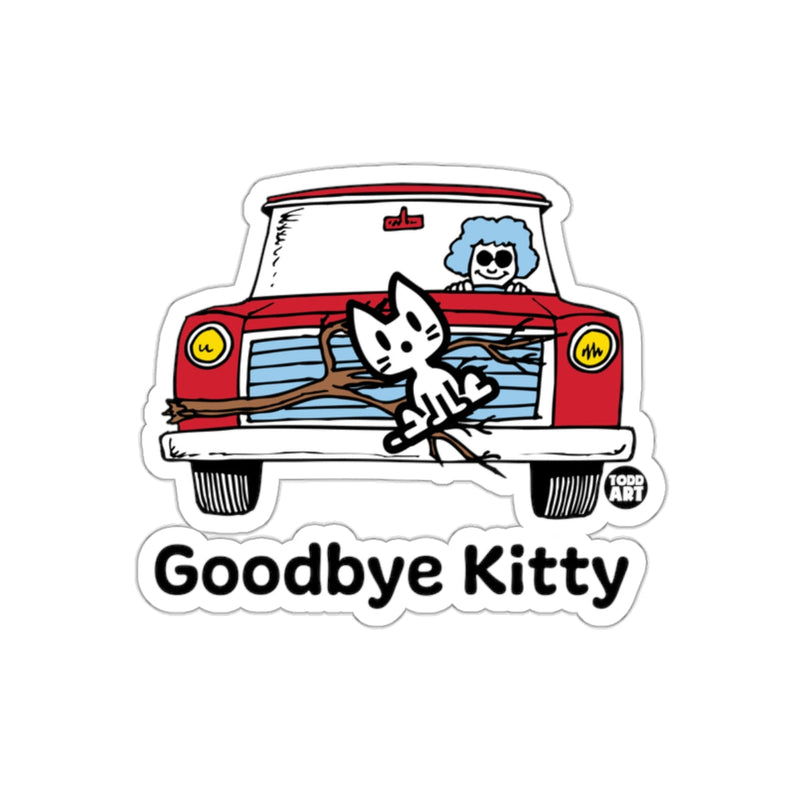Load image into Gallery viewer, Goodbye Kitty Cat in Car Sticker Graphic Design
