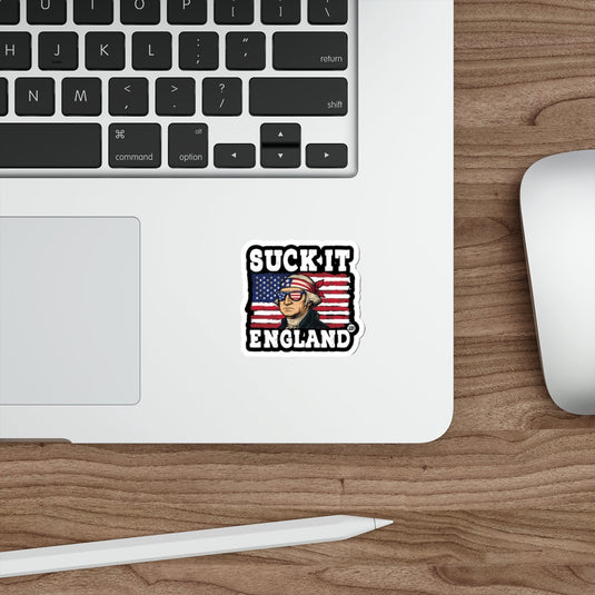 Suck It England USA Flag Humor Sticker for Laptops