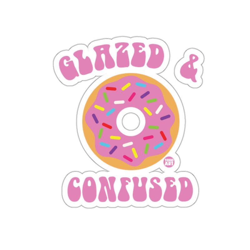 Load image into Gallery viewer, Glazed and Confused Colorful Sprinkled Donut Sticker

