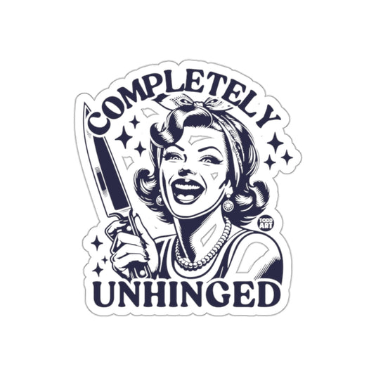 Completely Unhinged Todd Art Funny Woman Holding Knife sticker