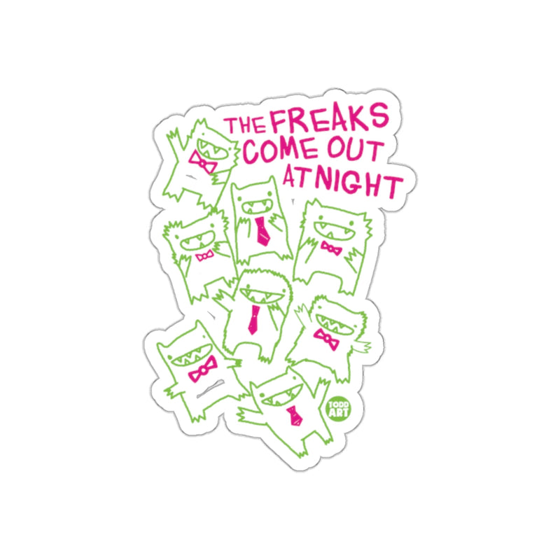 Load image into Gallery viewer, The Freaks Come Out At Night Green and Pink Sticker
