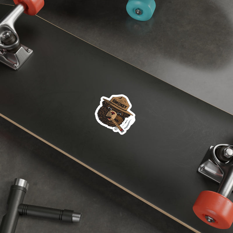 Load image into Gallery viewer, Cartoon Smokey Bear with Cigar Todd Art Logo sticker
