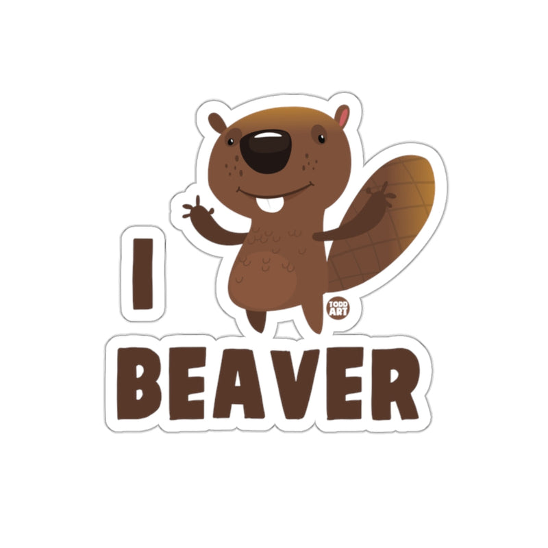 Load image into Gallery viewer, Cute Beaver Illustration I Love Beaver Sticker
