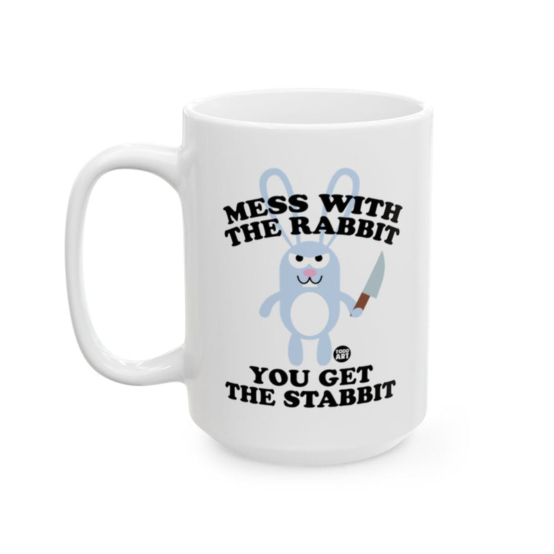 Load image into Gallery viewer, Mess With the Rabbit You Get the Stabbit Mug
