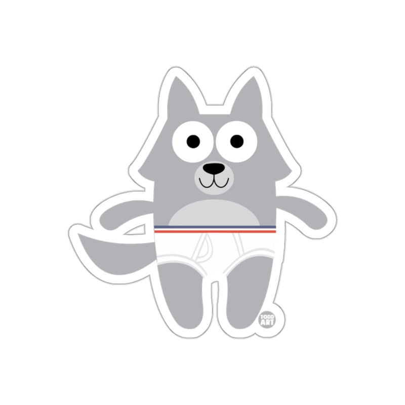Load image into Gallery viewer, Cute Gray Wolf in White Underwear Character Sticker
