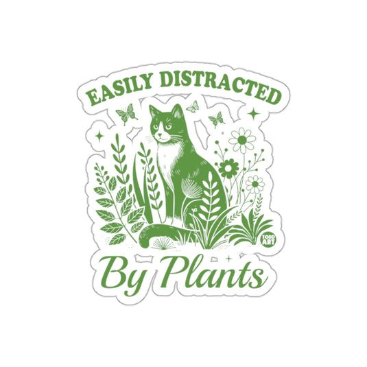 Easily Distracted By Plants Green Cat Design sticker
