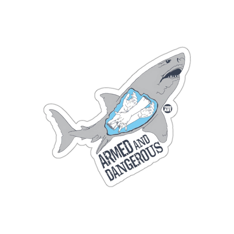 Load image into Gallery viewer, Armed and Dangerous Shark with Hands Inside Graphic sticker
