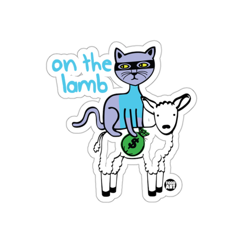 Load image into Gallery viewer, On The Lamb Cat and Sheep Illustration Sticker
