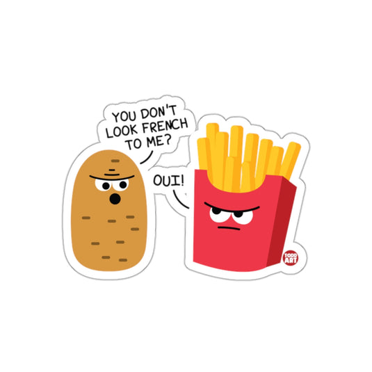 Funny Potato and French Fries Sticker with Speech Bubble