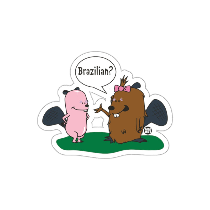 Load image into Gallery viewer, Funny Cartoon Characters with Brazilian Speech Bubble Sticker
