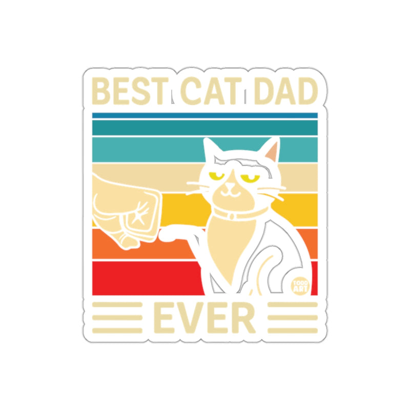 Load image into Gallery viewer, Best Cat Dad Ever Fist Bump Retro Stripes Design sticker
