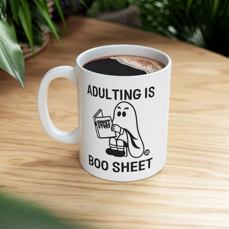 Load image into Gallery viewer, Adulting Is Boo Sheet Ghost Story Novelty Mug
