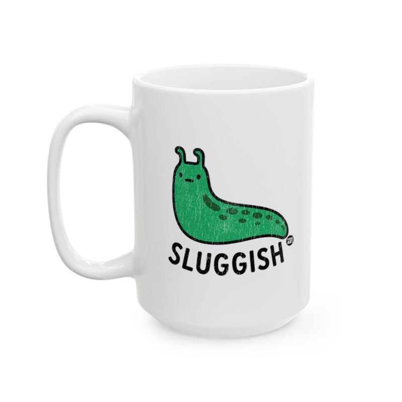 Load image into Gallery viewer, Sluggish Cartoon Green Slug White Ceramic Mug

