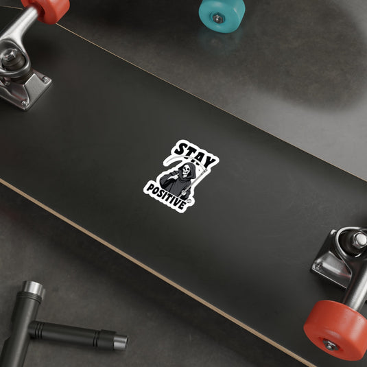 Stay Positive Grim Reaper Thumbs Up Design sticker