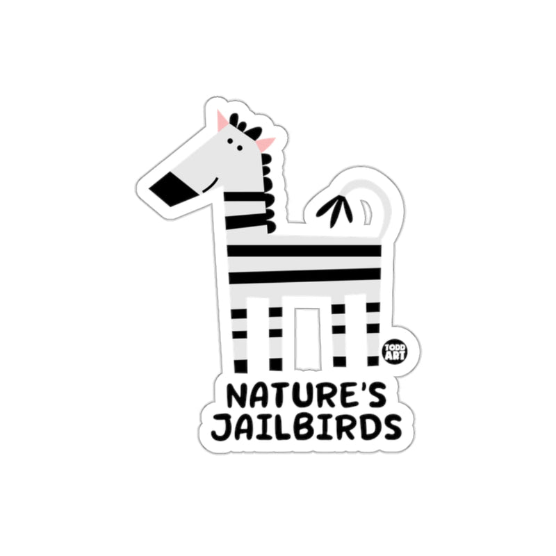 Load image into Gallery viewer, Nature's Jailbirds Sticker Funny Zebra Illustration
