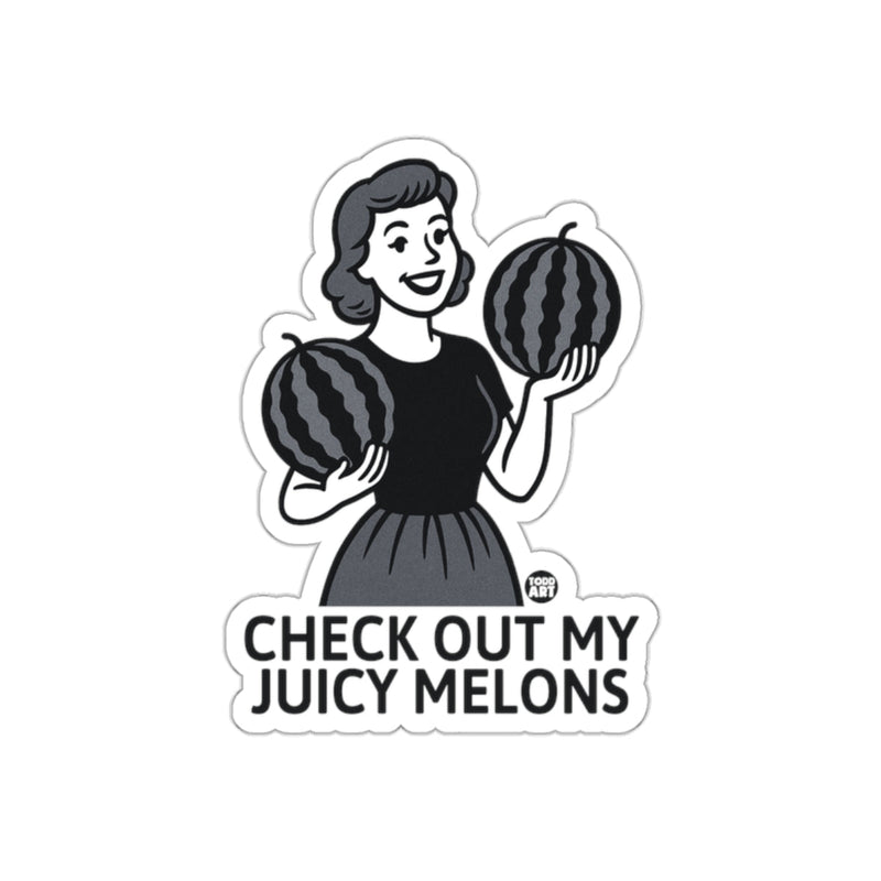 Load image into Gallery viewer, Check Out My Juicy Melons Funny Retro Sticker
