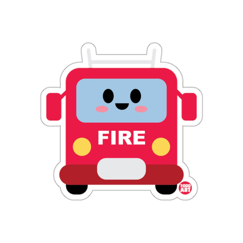 Load image into Gallery viewer, Cute Smiling Fire Truck with Fire Text Sticker
