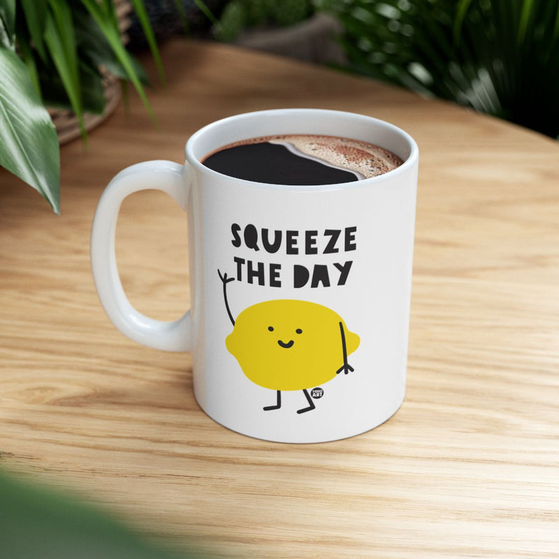 Load image into Gallery viewer, Squeeze The Day Funny Motivational Lemon Mug Product
