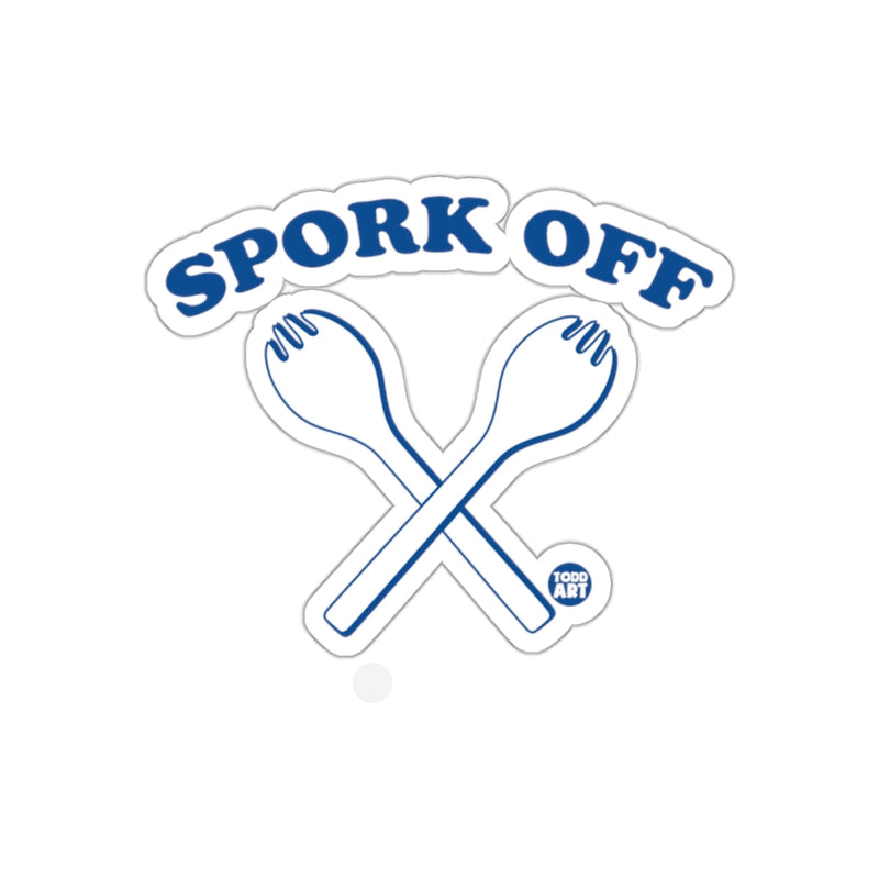 Load image into Gallery viewer, Spork Off Todd Art Sticker with Funny Spork Design
